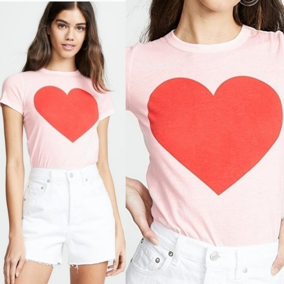 New Chaser Vintage Inspo Red Heart Barbiecore Style Pink Short Sleeve Tee Medium - Picture 1 of 15